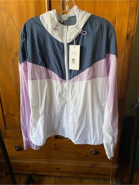 Johnny Was Calme Elements Windbreaker Jacket Size XL White Colorblock NWT
